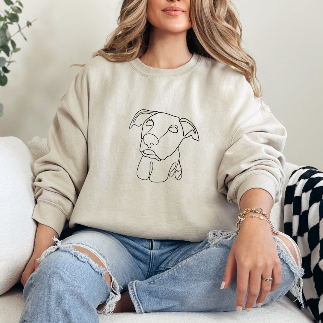 *CUSTOM* One-Line Pet Illustration Adult Crewneck Sweater