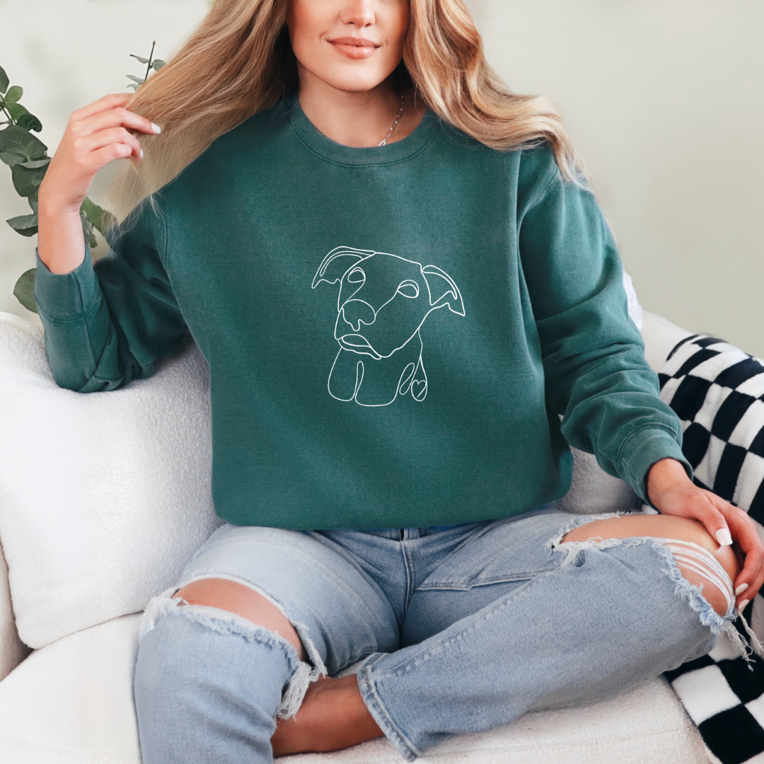 Custom Pet One Line drawing graphic crewneck Sweater( 1 pet)