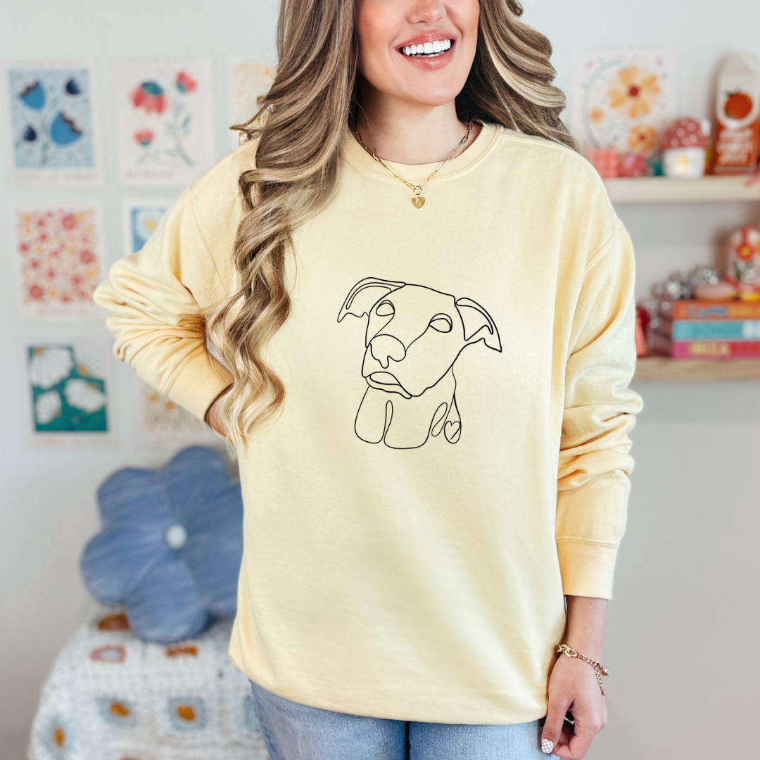 Custom Pet One Line drawing graphic crewneck Sweater( 1 pet)