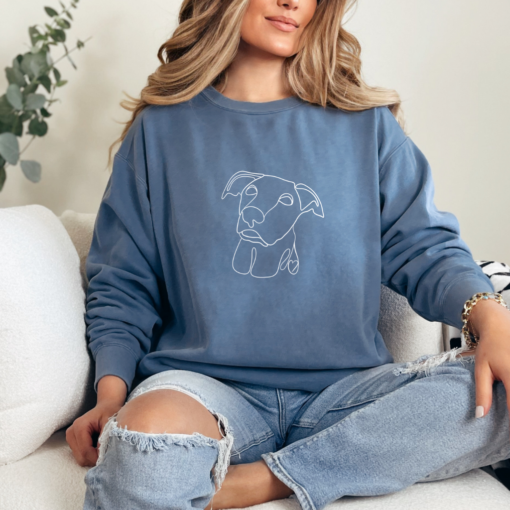 *CUSTOM* One-Line Pet Illustration Adult Crewneck Sweater