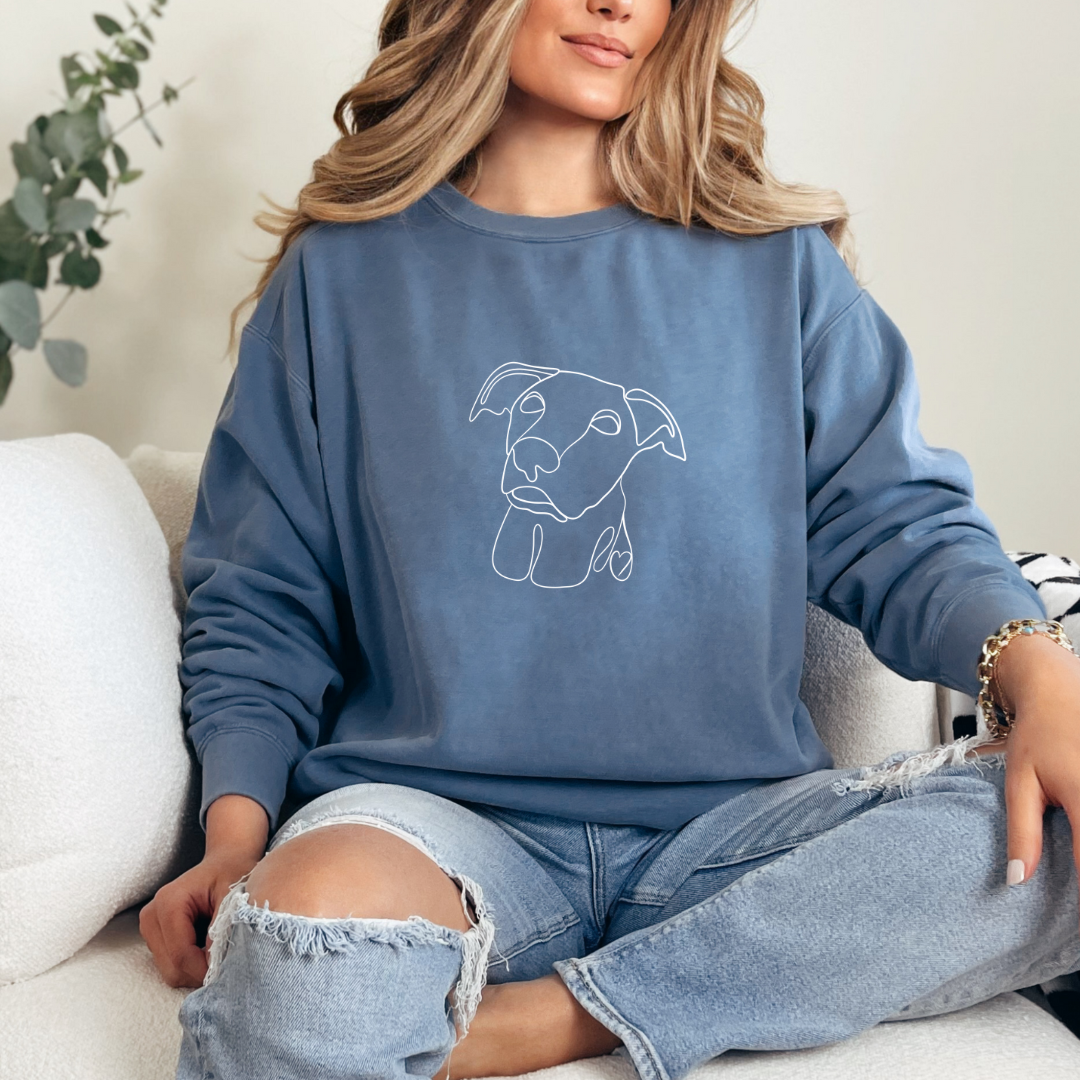 Custom Pet One Line drawing graphic crewneck Sweater( 1 pet)