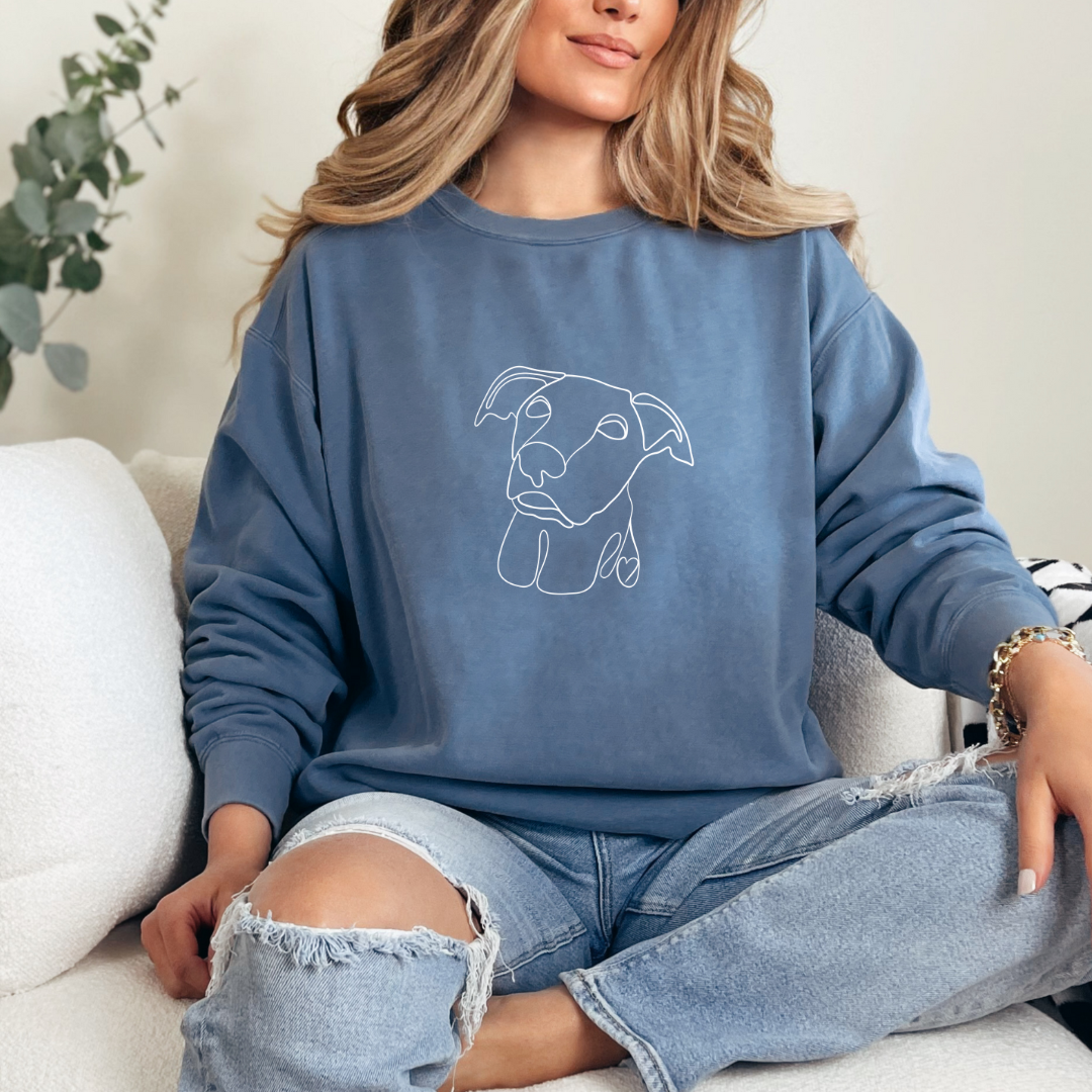 *CUSTOM* One-Line Pet Illustration Adult Crewneck Sweater
