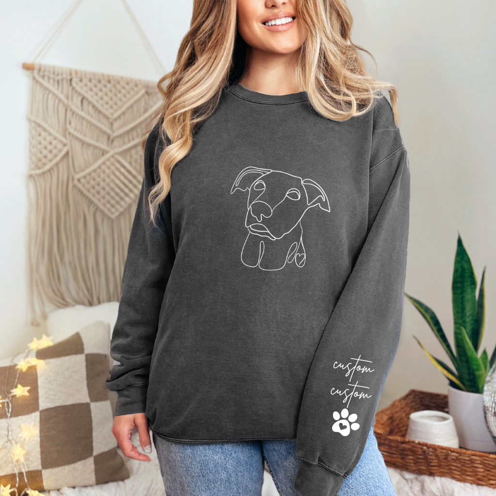 *CUSTOM* One-Line Pet Illustration Adult Crewneck Sweater