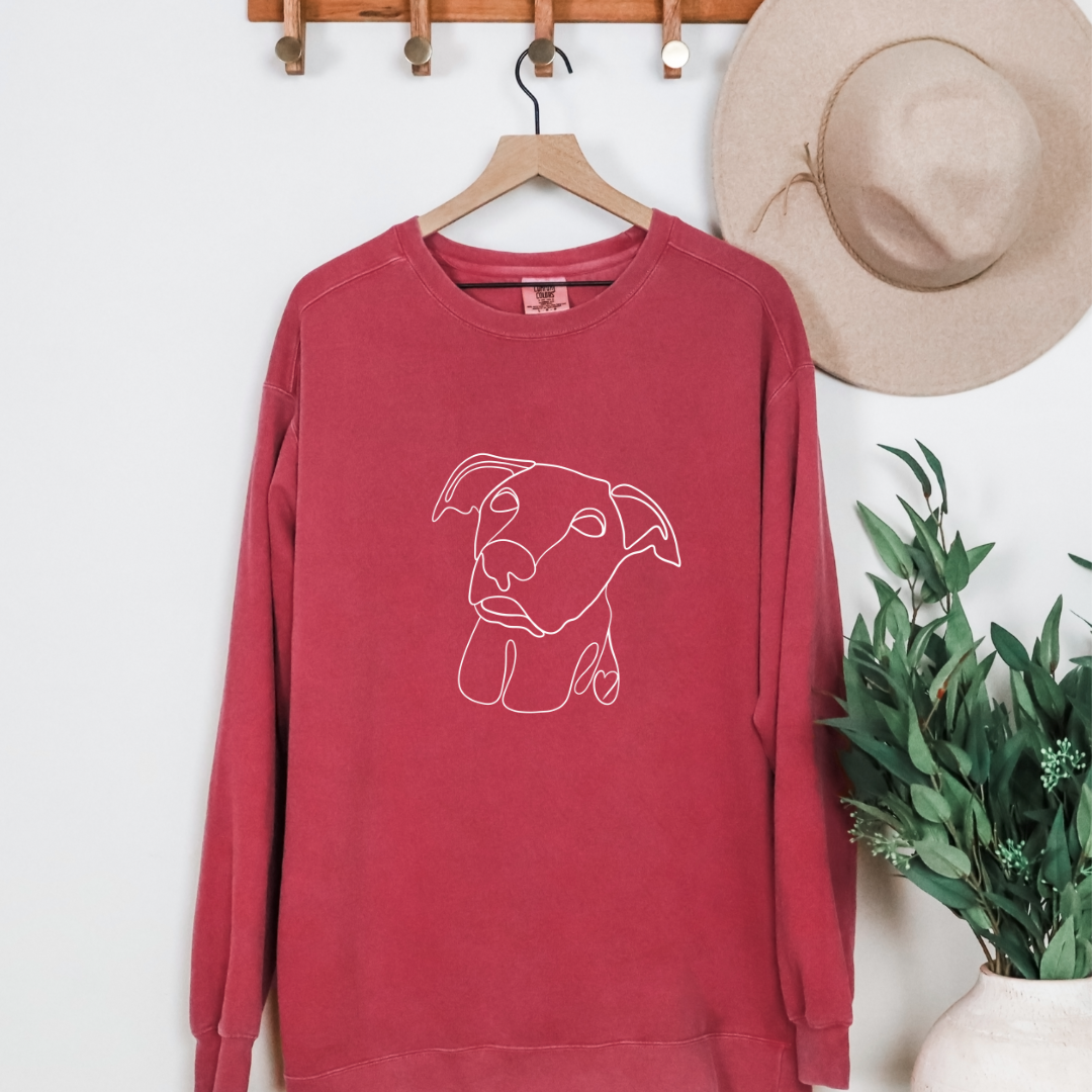 Custom Pet One Line drawing graphic crewneck Sweater( 1 pet)