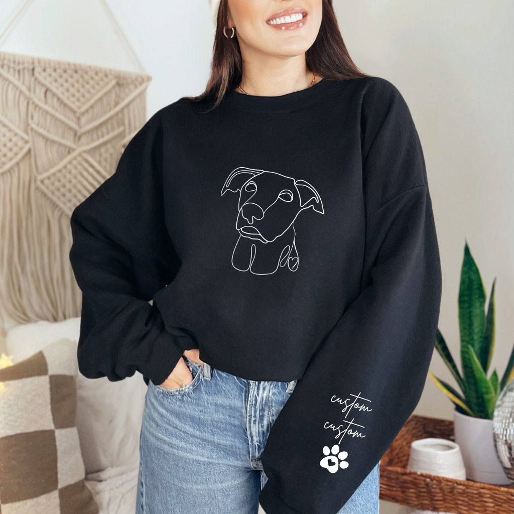 *CUSTOM* One-Line Pet Illustration Adult Crewneck Sweater