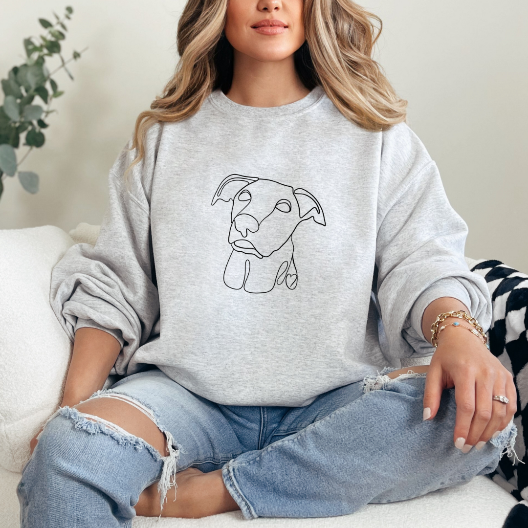 Custom Pet One Line drawing graphic crewneck Sweater( 1 pet)