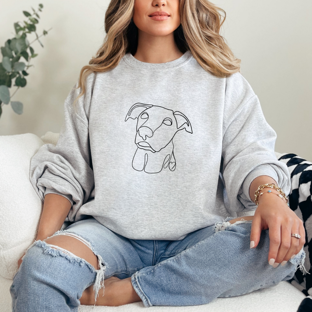 *CUSTOM* One-Line Pet Illustration Adult Crewneck Sweater