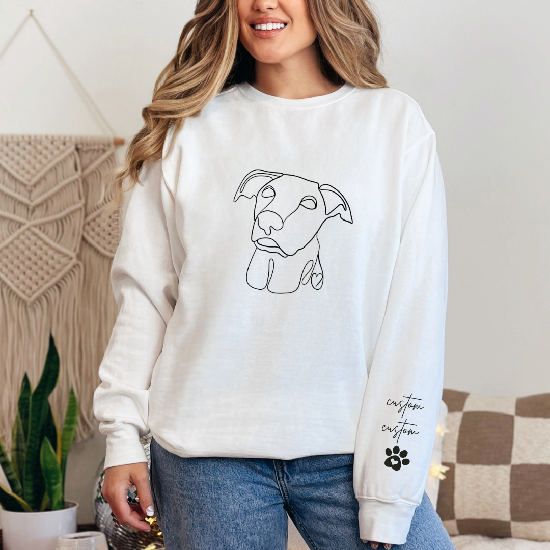 *CUSTOM* One-Line Pet Illustration Adult Crewneck Sweater