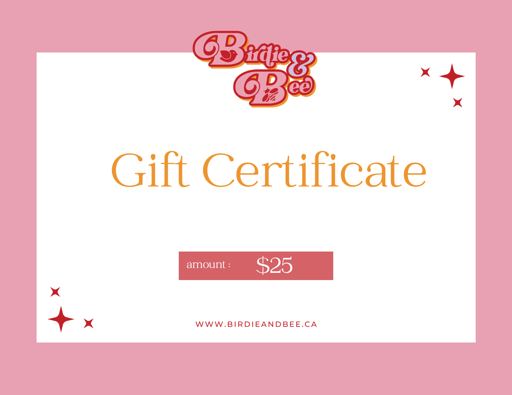 Birdie and Bee Gift card
