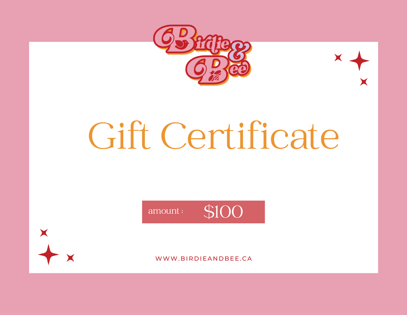 Birdie and Bee Gift card