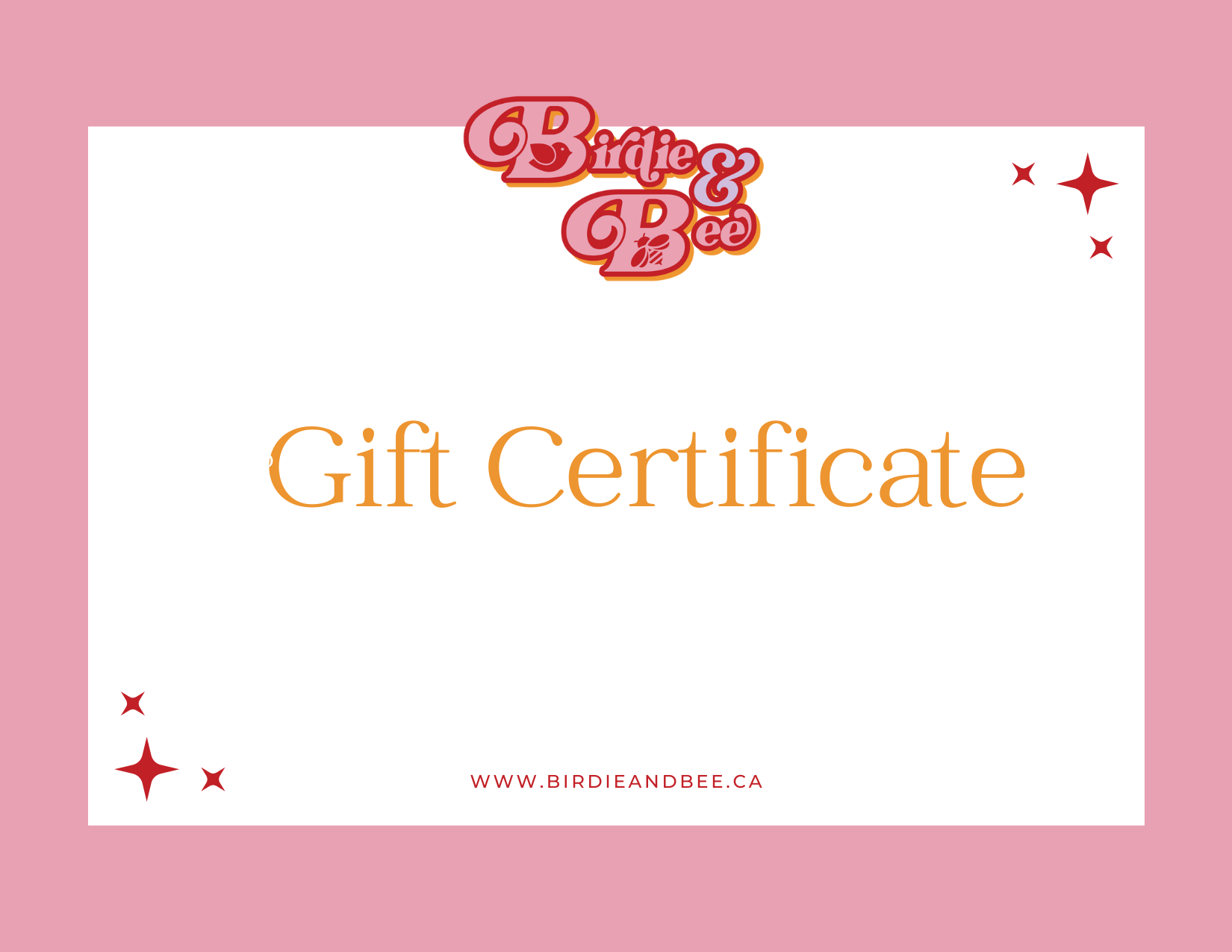Birdie and Bee Gift card