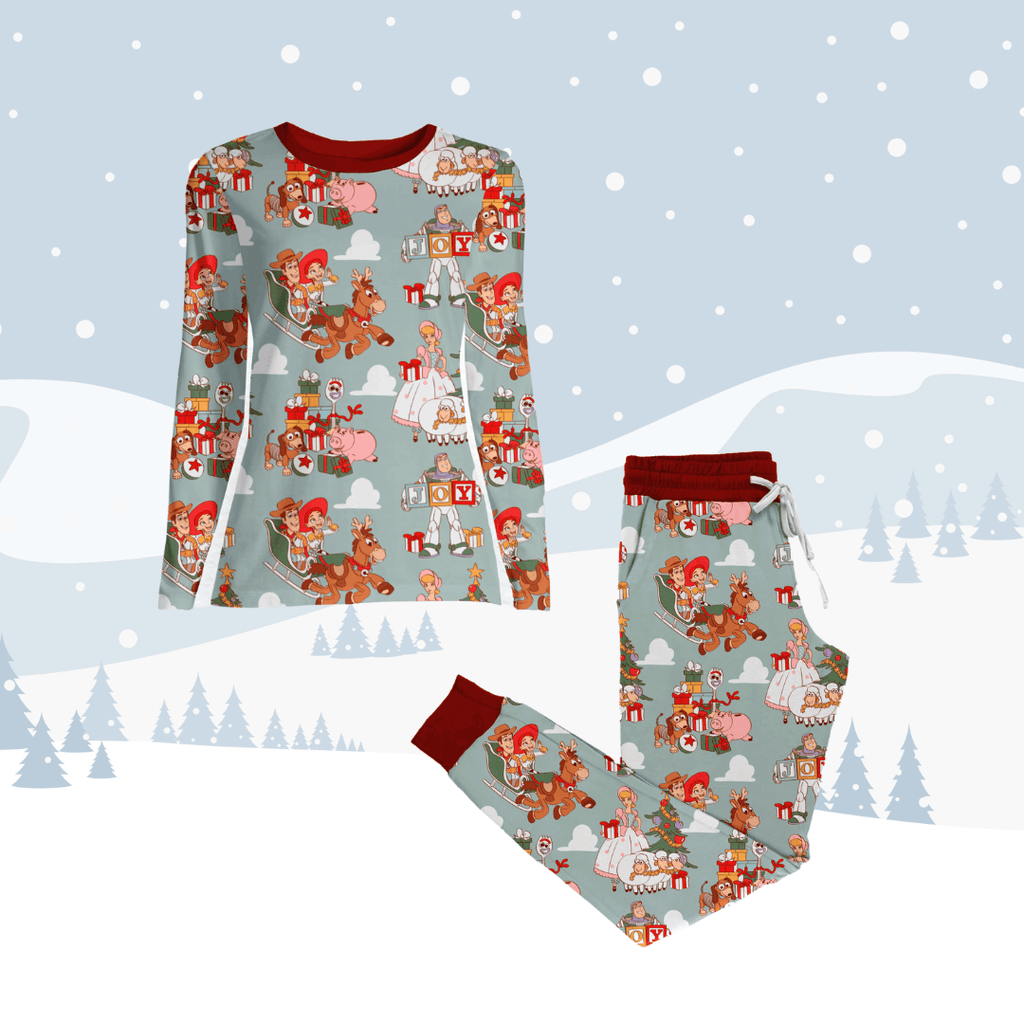Holiday Toy Friends Print Women's Pajama Set Birdie and Bee