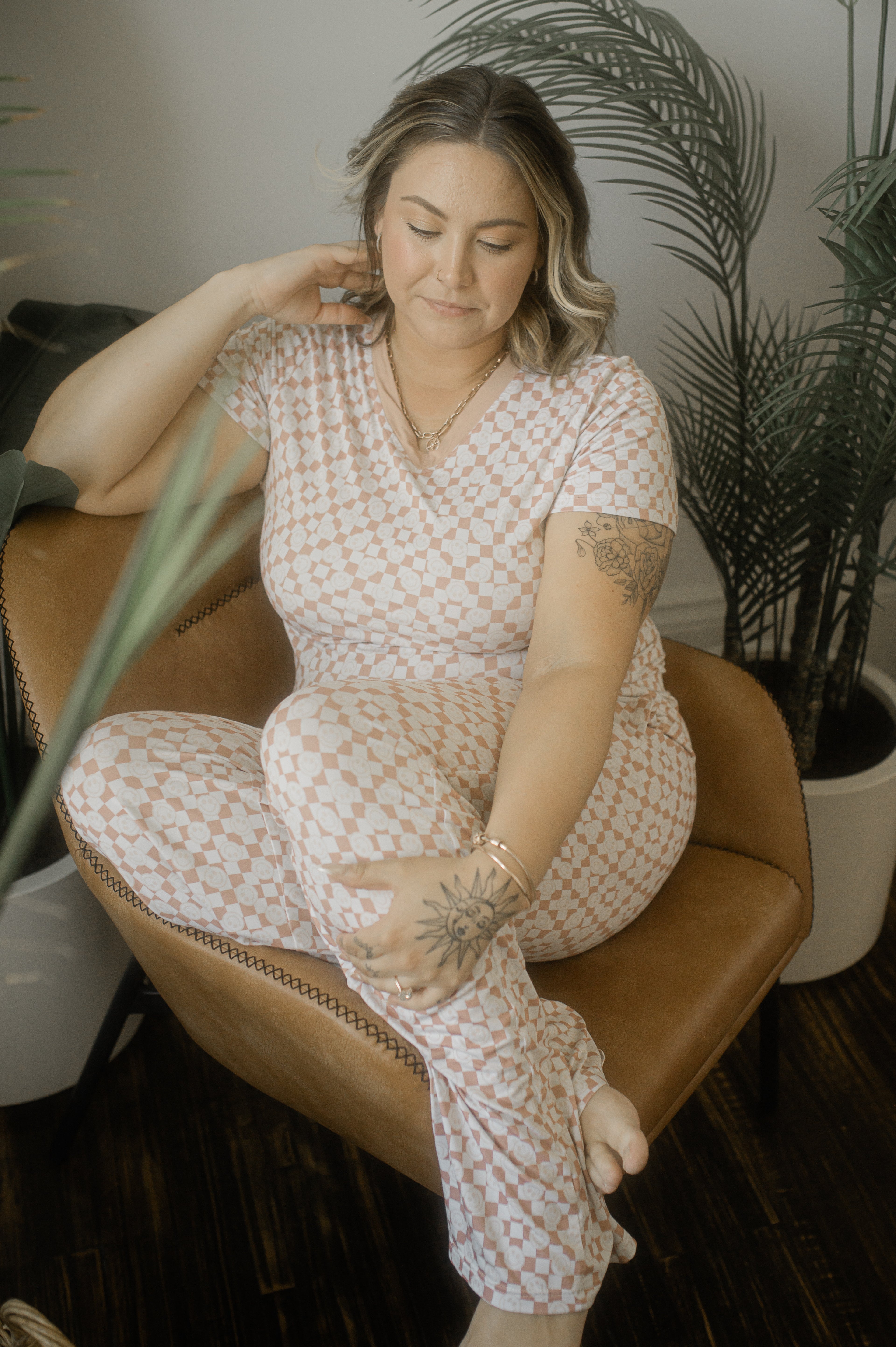 Retro Smiley Face Women's Bamboo Pajama Set