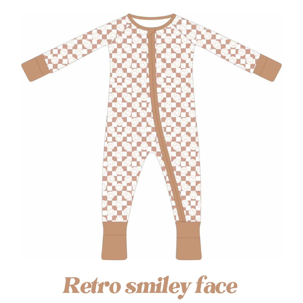 Retro Smiley Print Little Zips Bamboo Pajama