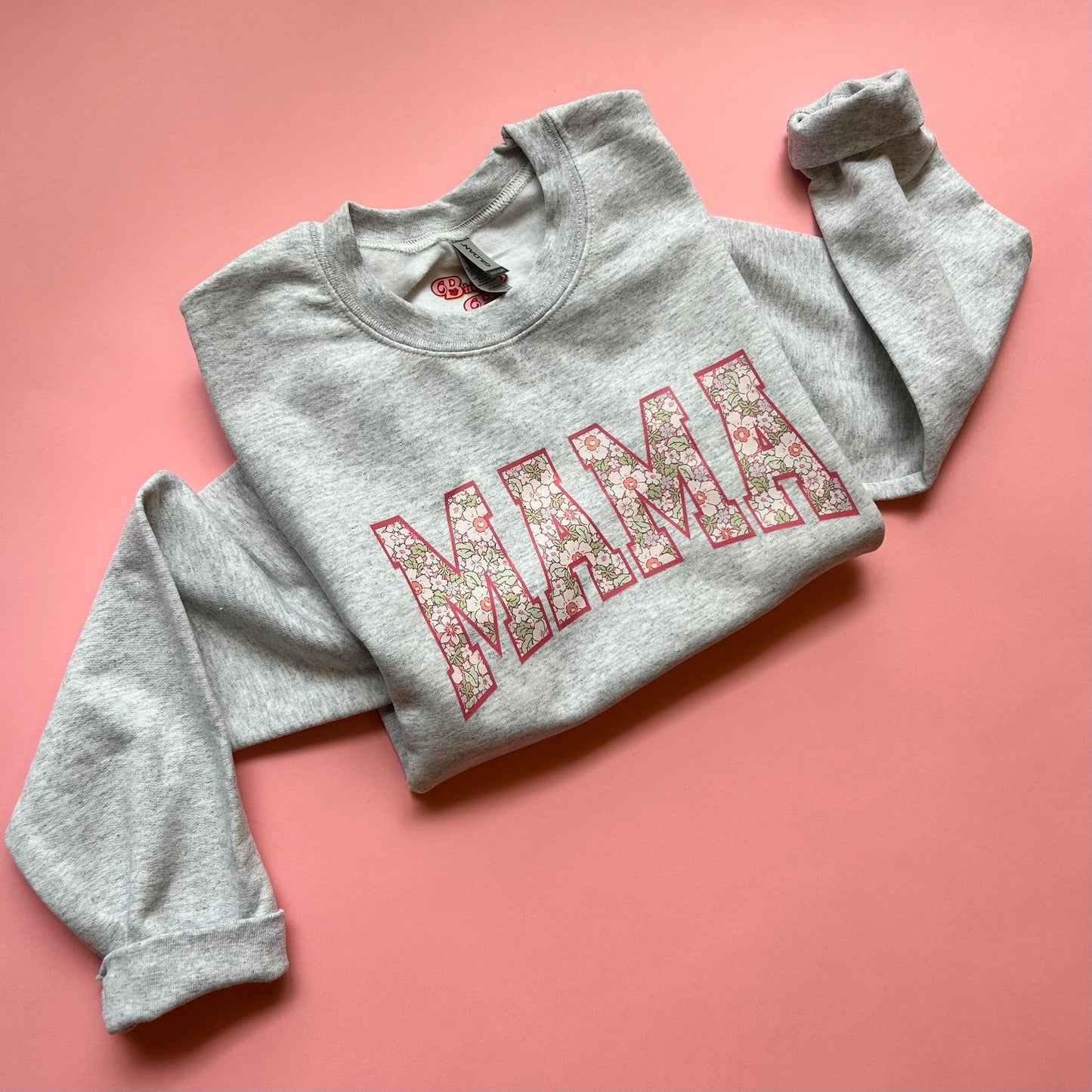 MAMA varsity floral crewneck sweater