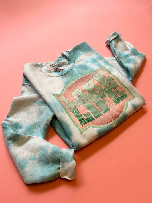 Lake Life tie dye crewneck sweater