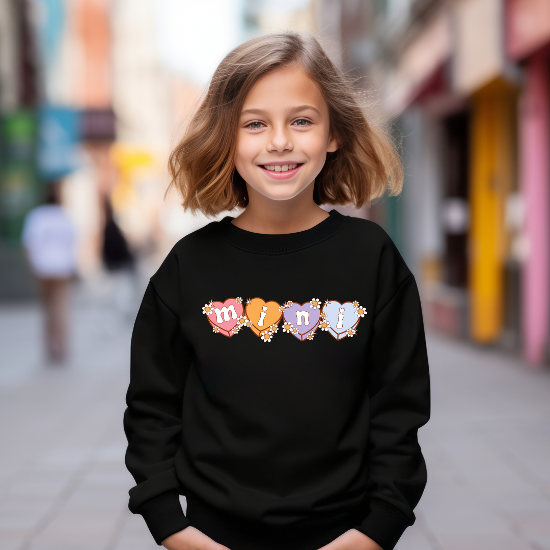 Mini Candy Heart Graphic Kids Crewneck Sweater