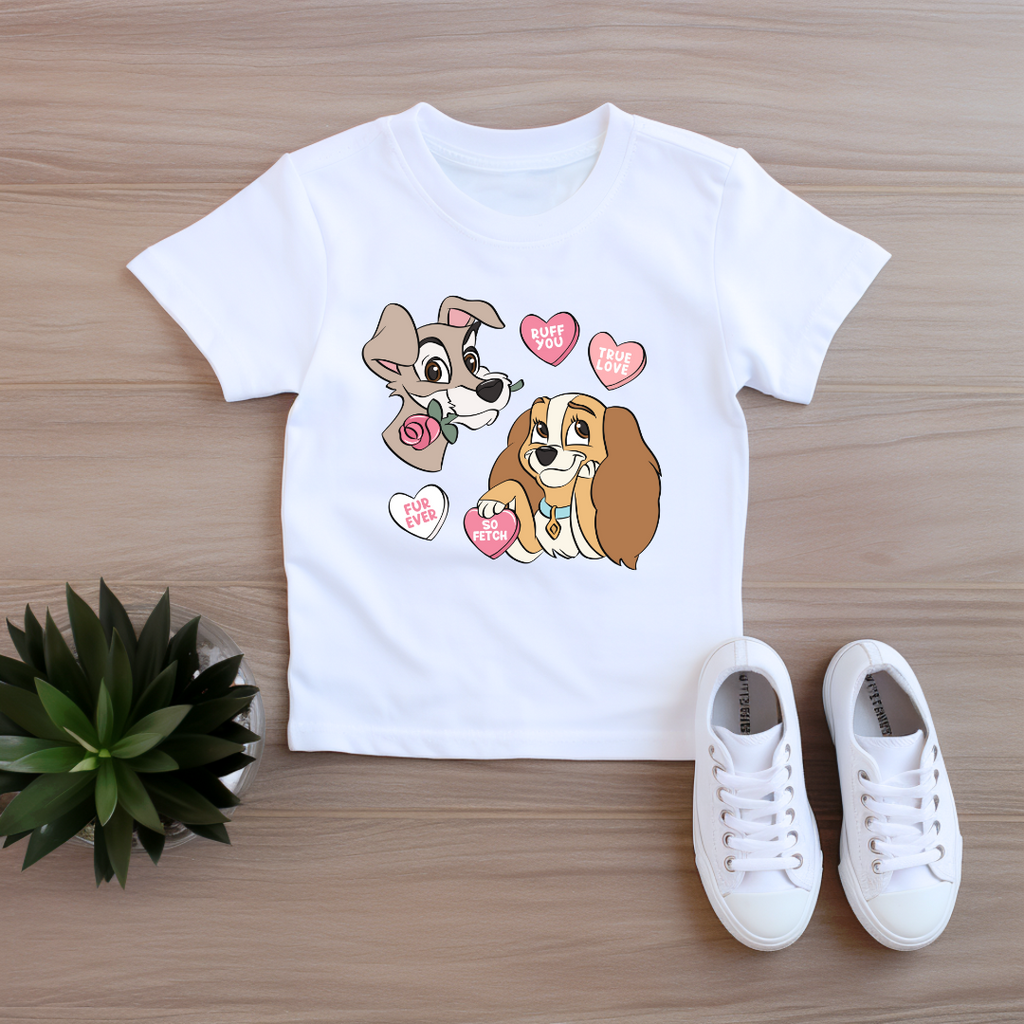 Valentines Cute Dogs Graphic Kids T-Shirt