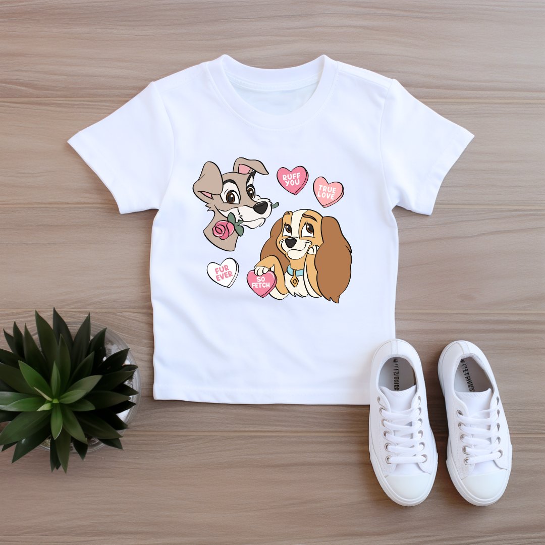 Valentines Cute Dogs Graphic Kids T-Shirt