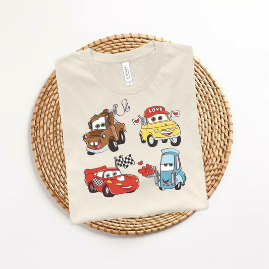 Valentine cars kids Tee shirt