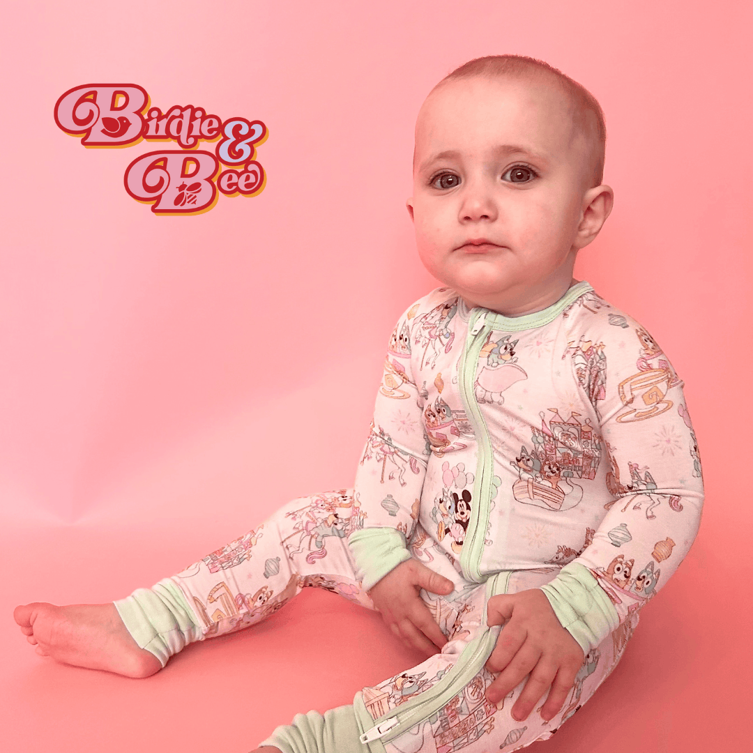 Magical Park Print Little Zips Bamboo Pajama Birdie and Bee