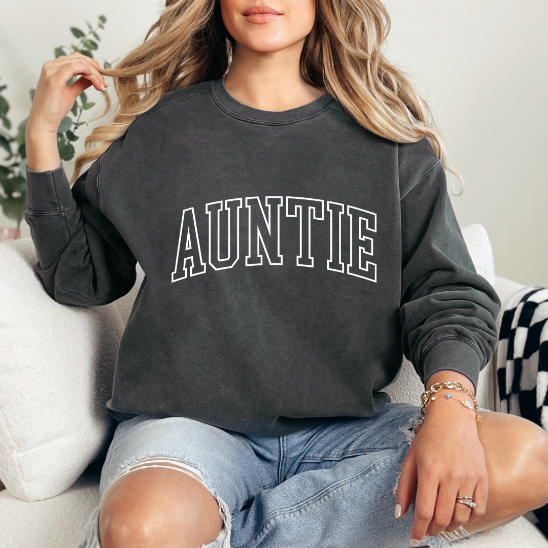 Auntie Varisty puff graphic Fall colours crewneck sweater