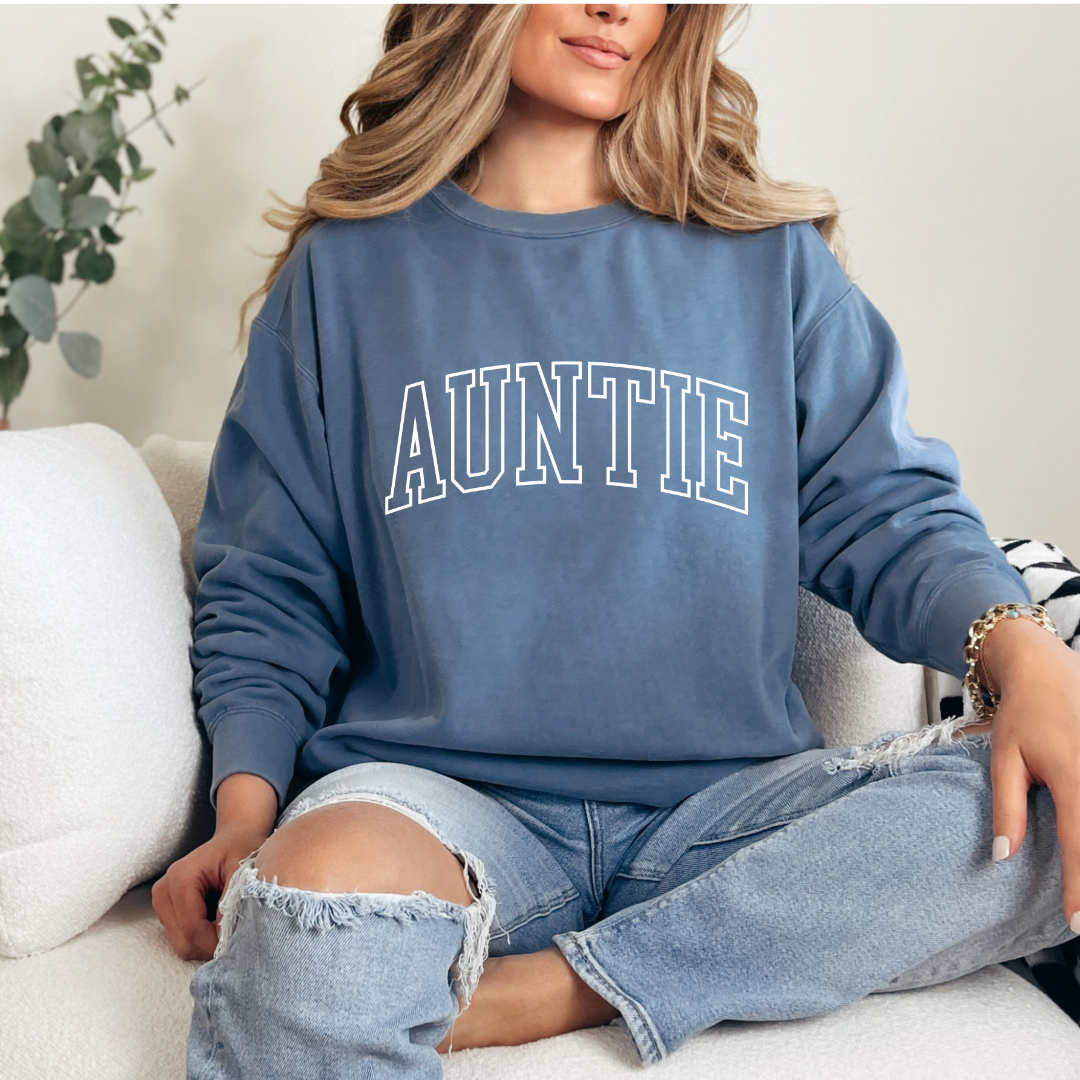 Auntie Varisty puff graphic Fall colours crewneck sweater