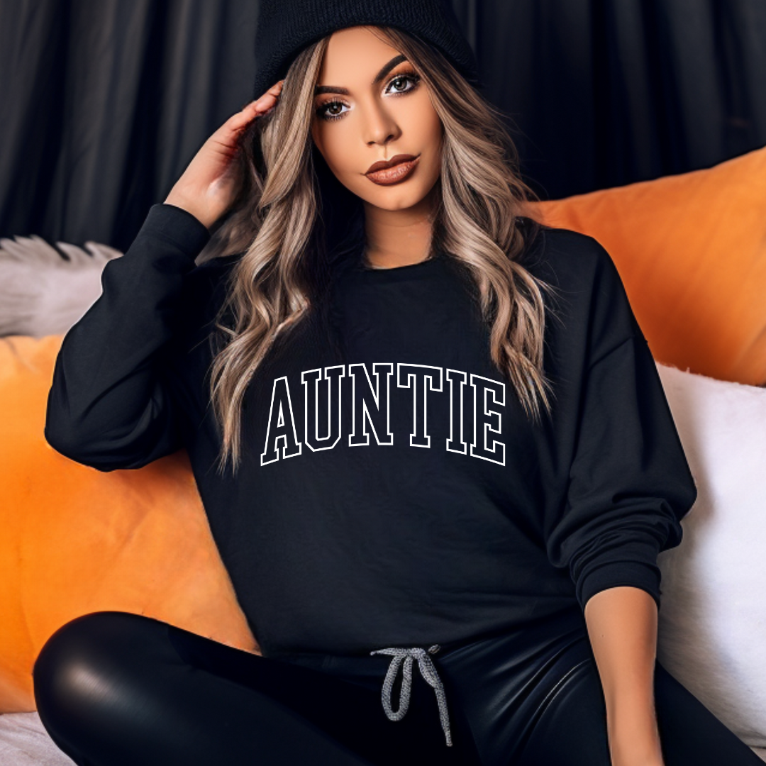 Auntie Varisty puff graphic Fall colours crewneck sweater