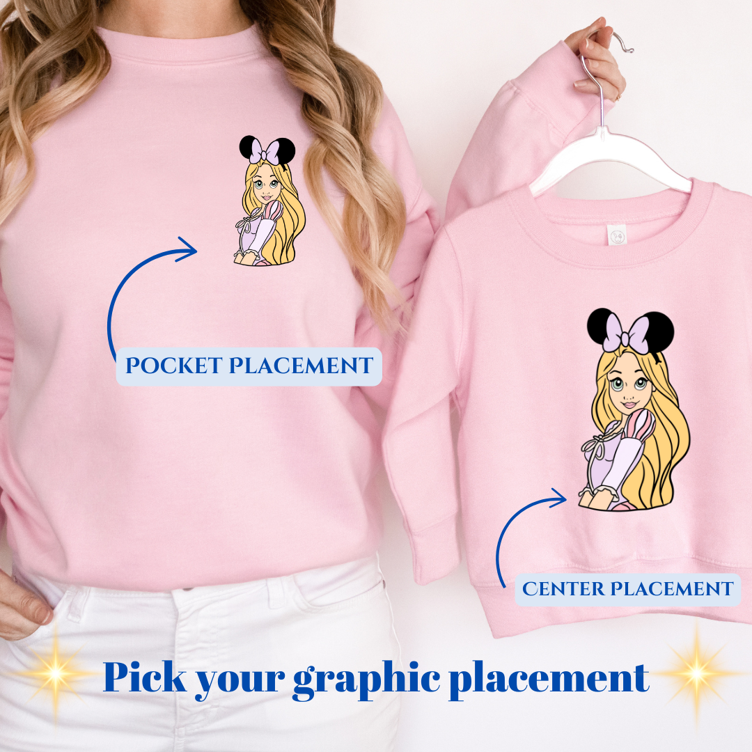 "Pick your Princess" Custom kids and adult crewneck sweater