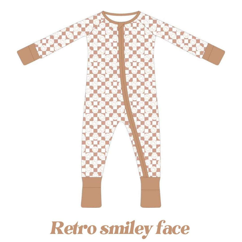 Retro Smiley Print Little Zips Bamboo Pajama Birdie and Bee