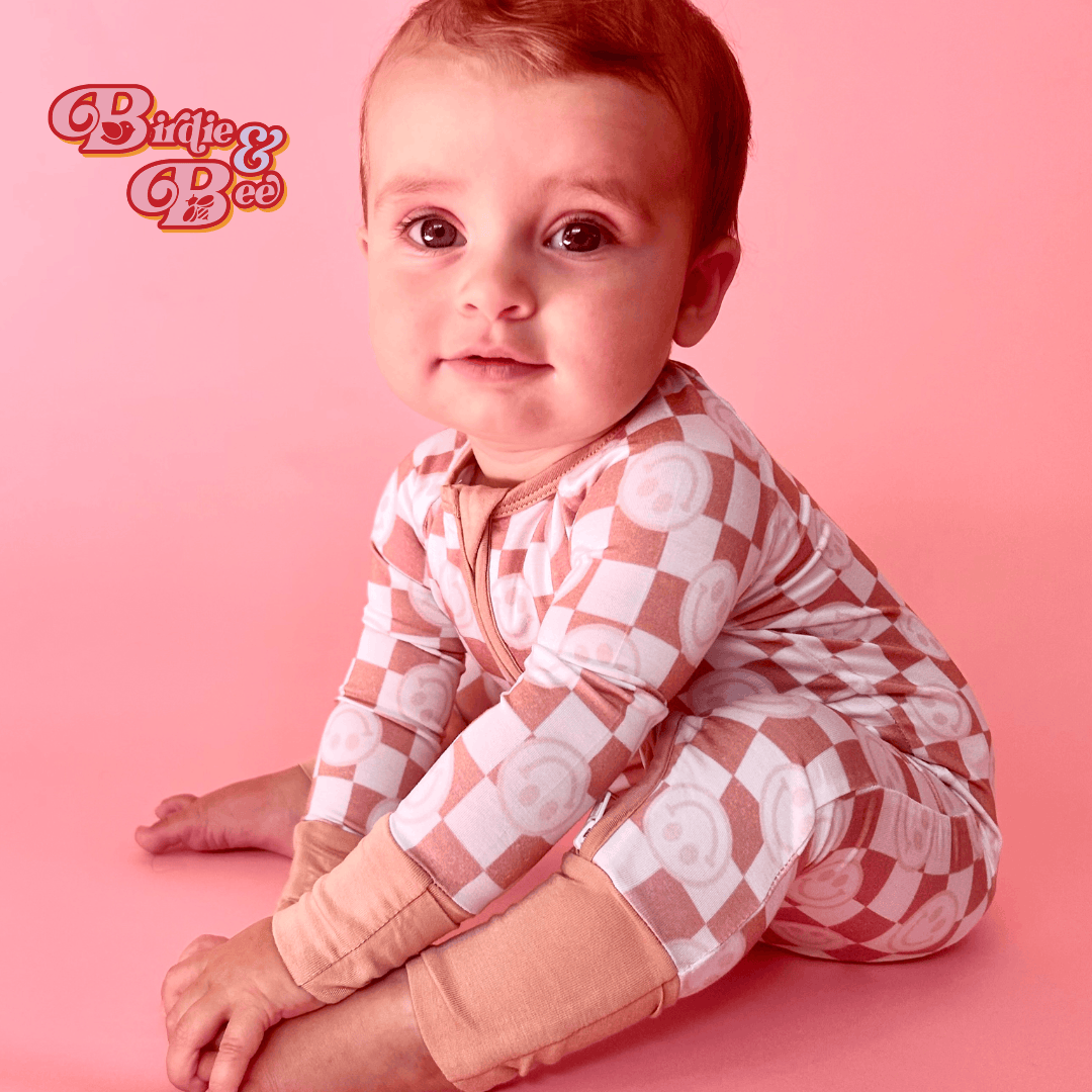 Retro Smiley Print Little Zips Bamboo Pajama Birdie and Bee