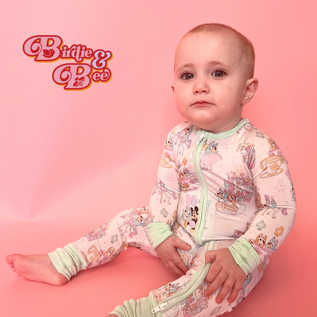 Magical Park Print Little Zips Bamboo Pajama