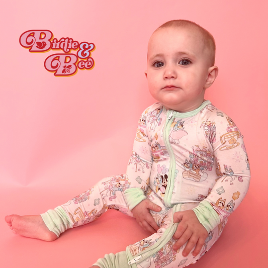 "Little Zips" Magical Park print Bamboo zipper pajama