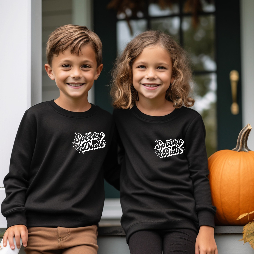 Spooky Dude Kids Halloween Crewneck Sweater