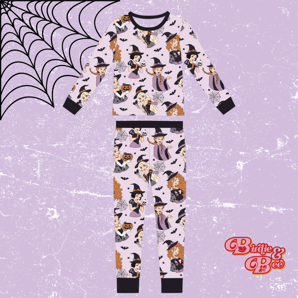 Spooky Princess Kids Two-Piece Bamboo Long Sleeve Pajama Set Birdie and Bee