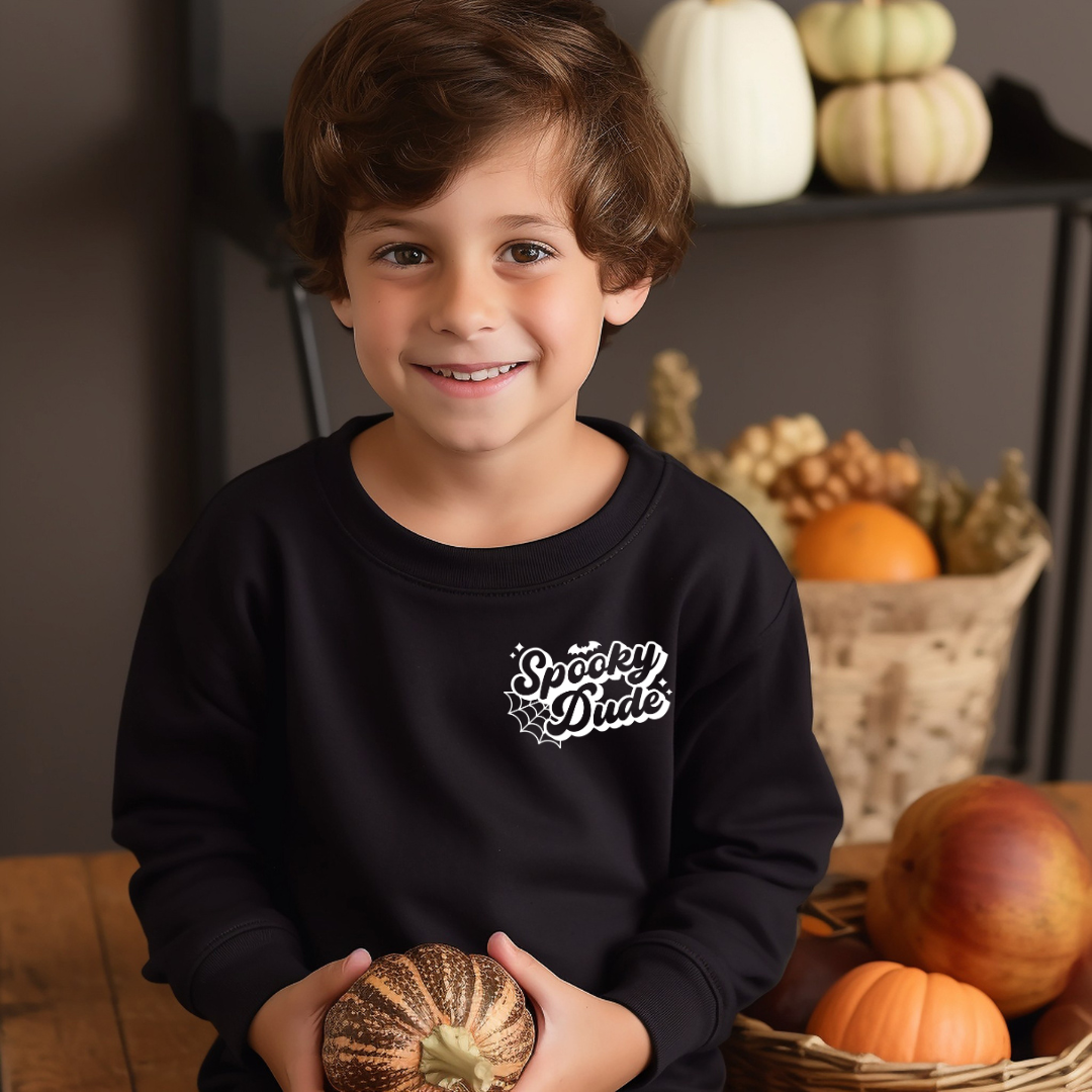 Spooky Dude Kids Halloween Crewneck Sweater