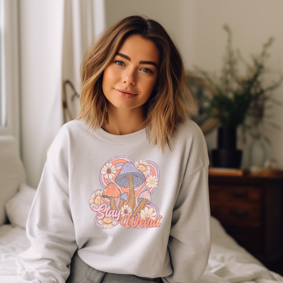 Stay Weird graphic, ladies Crewneck sweater