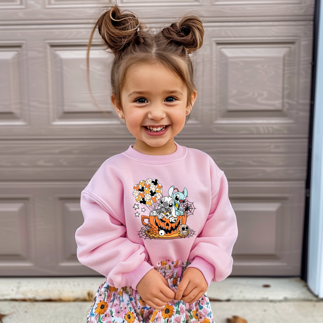 Halloween stitch kids crewneck sweater