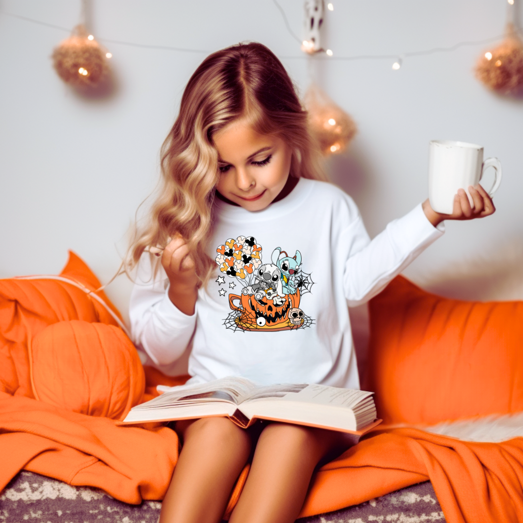 Halloween stitch kids crewneck sweater