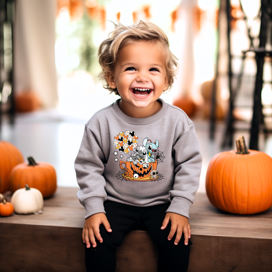 Halloween stitch kids crewneck sweater