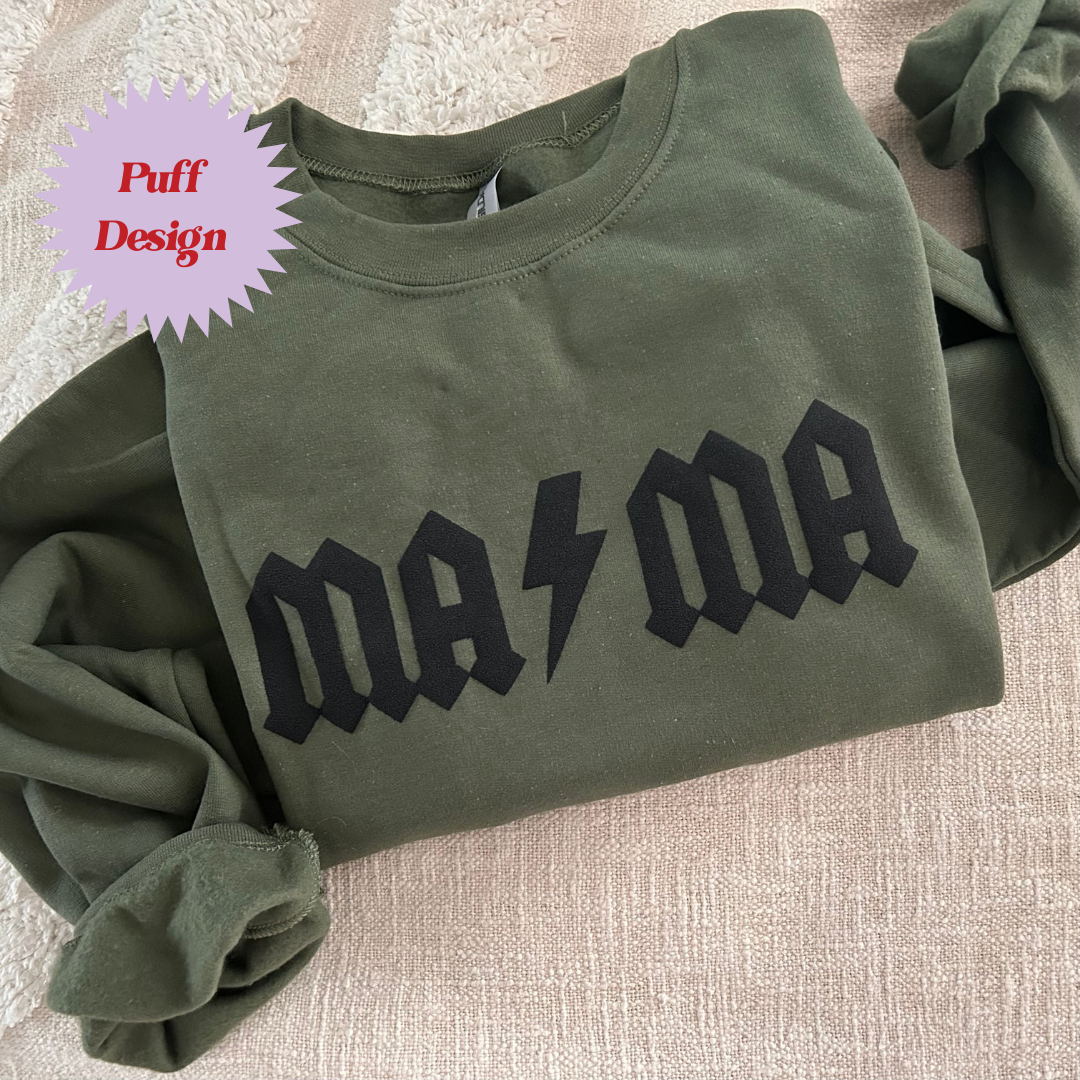 MA⚡MA Puff Graphic Ladies Crewneck Sweater