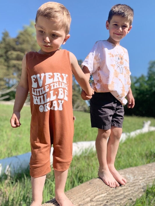 Bamboo boho Romper/mental health awareness Unisex Baby Toddler Girl Boy Romper every think will be okay graphic